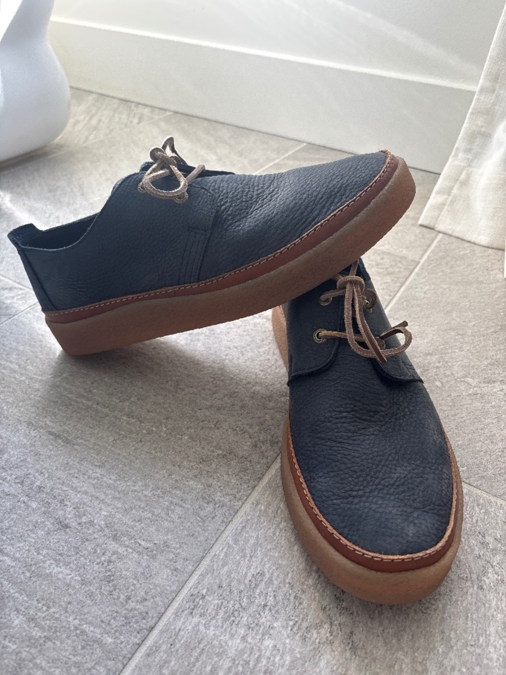 Like new dusty blue suede Clarks